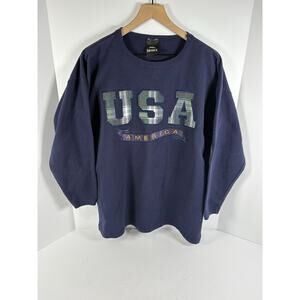 Stefano Basics USA Crewneck Sweatshirt Mens XL Navy Spellout